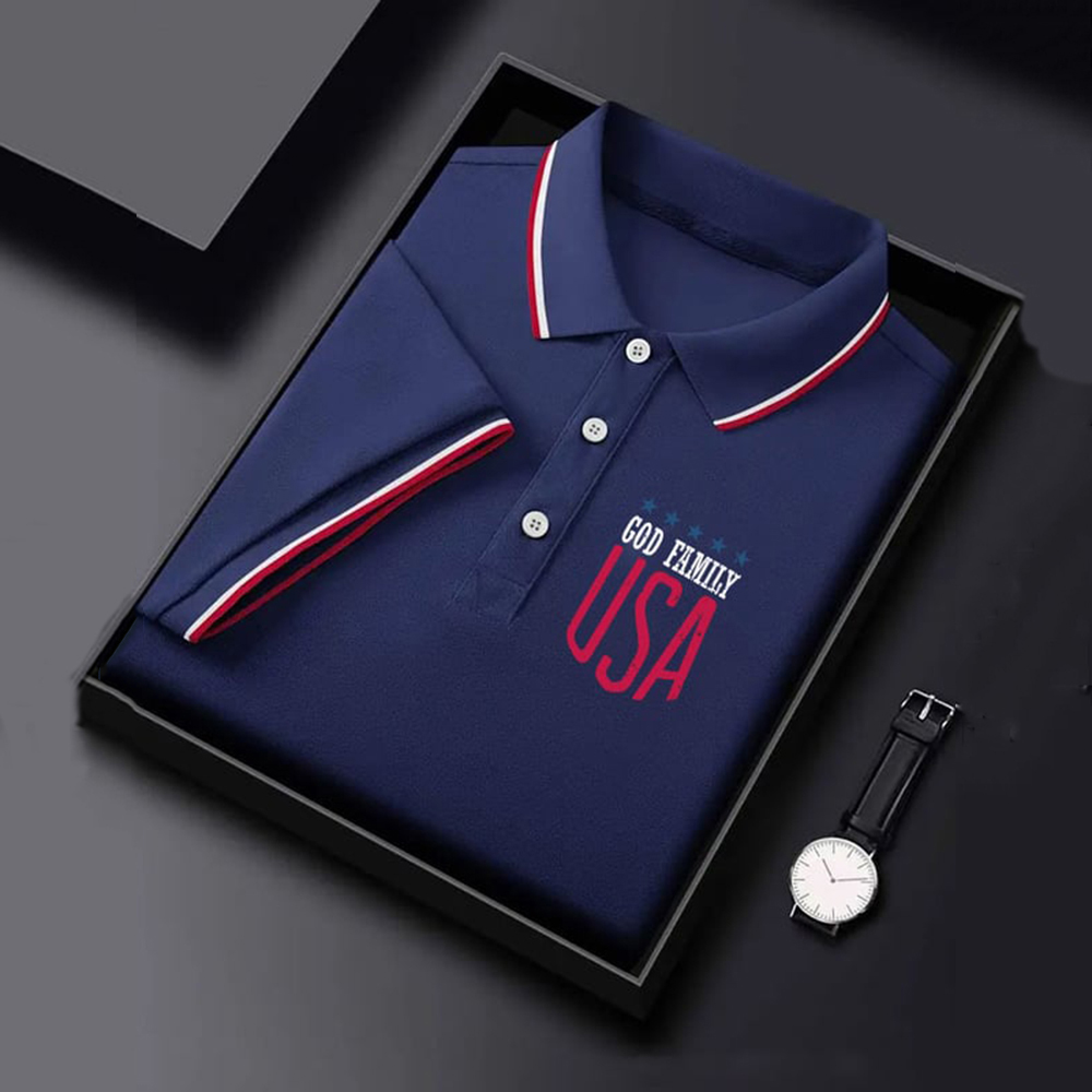 Men's Independence Day Lettering Polo Shirt