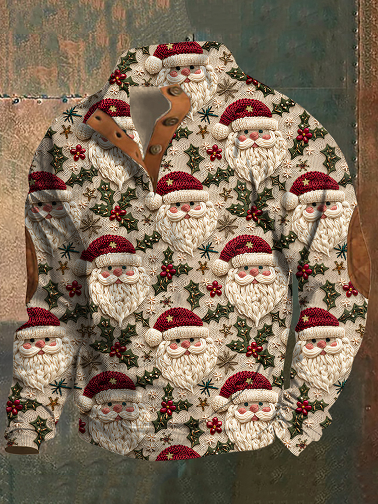 Men's Vintage Christmas Santas Print Casual Sweatshirt
