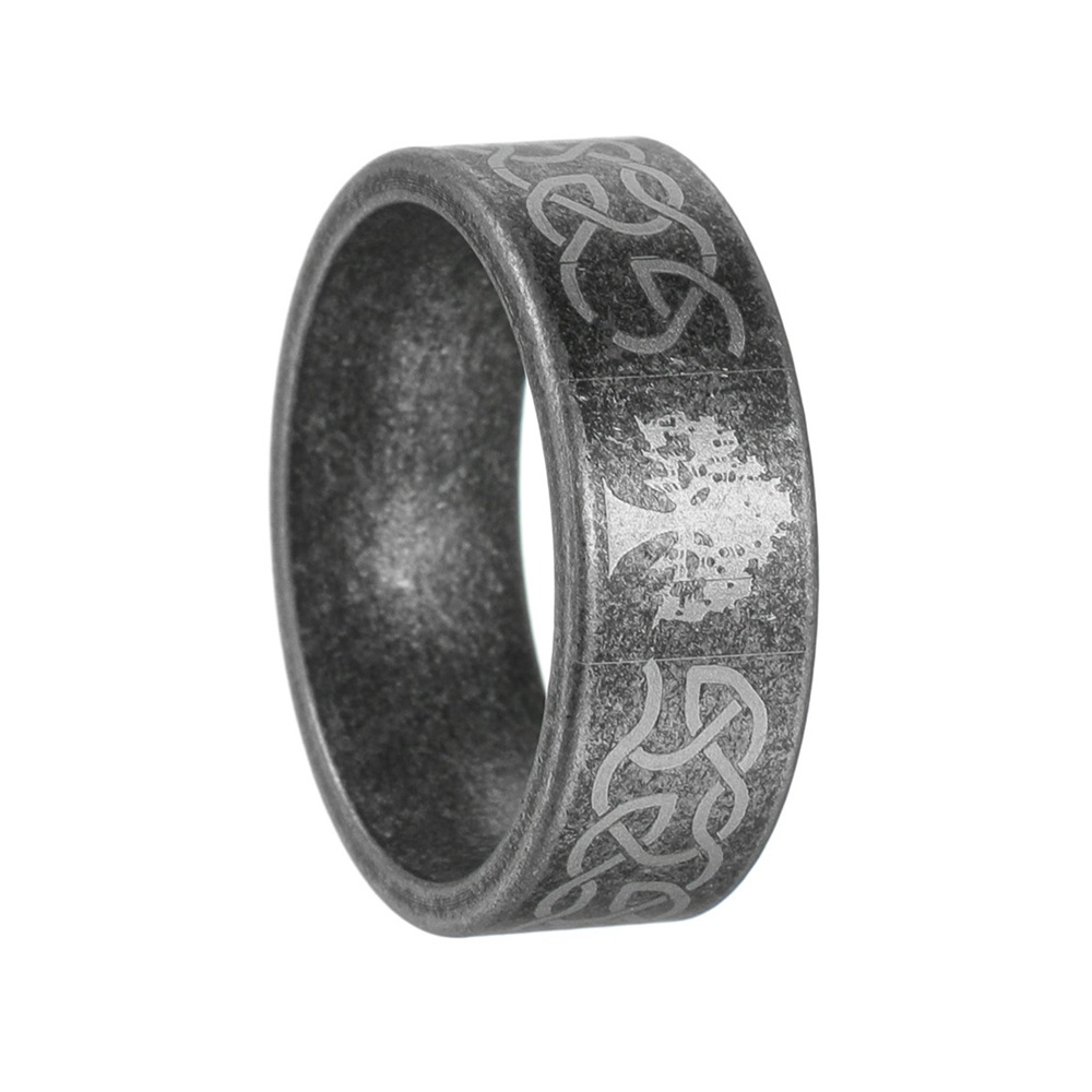 Tree Of Life Pattern Vintage Distressed Silver Ring