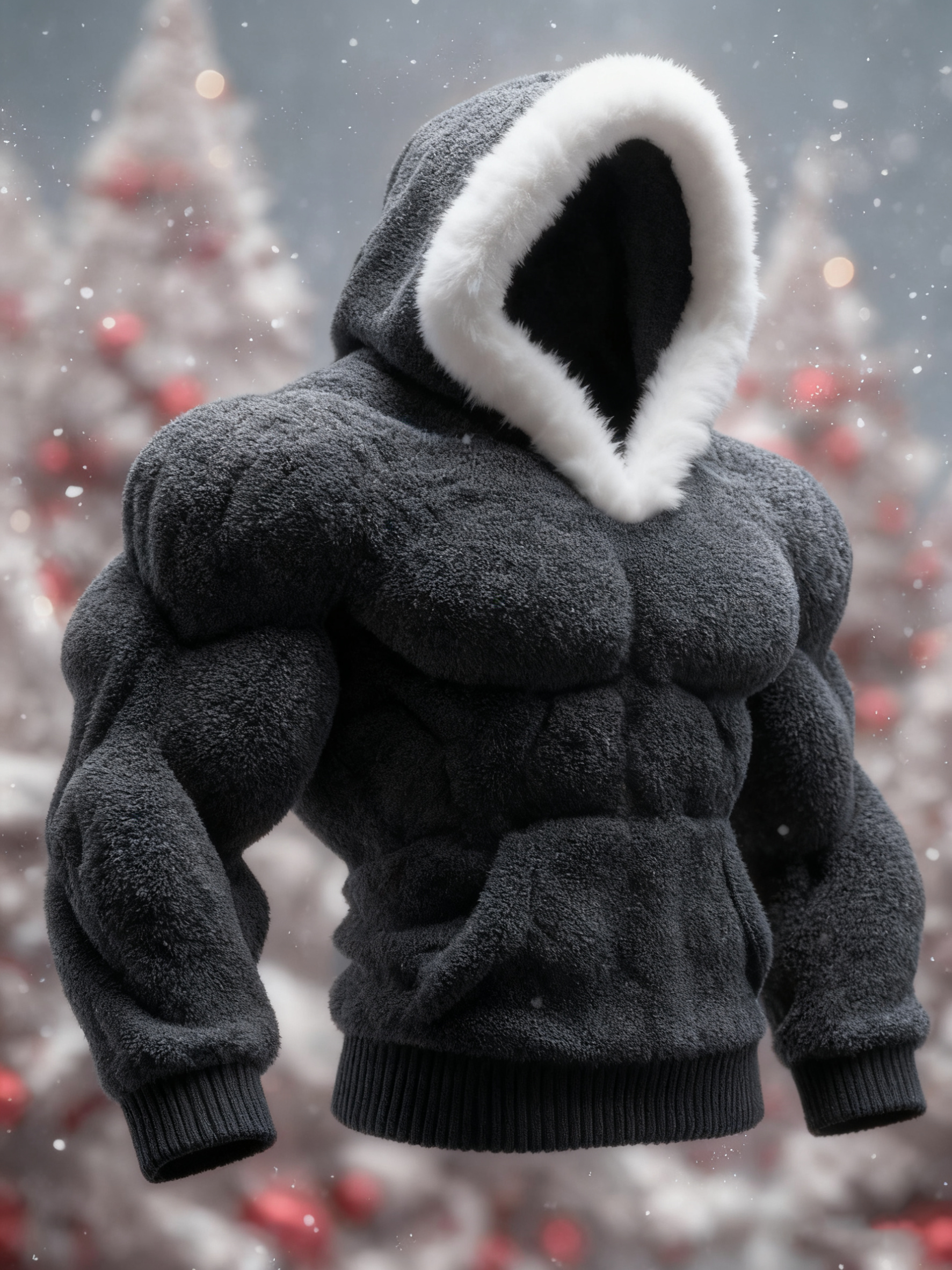 Men's Christmas Knitted Fur Collar Hooded Sweater