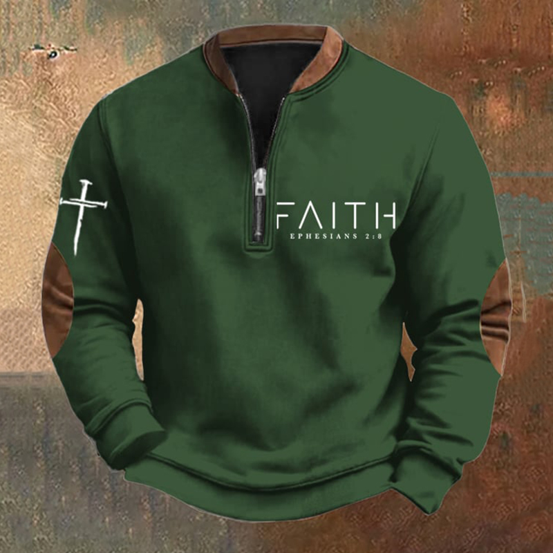 Men's Faith Printed Zip Collar Sweatshirt