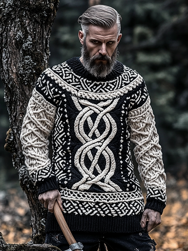 Vintage Viking Chunky Knit Cozy Warm Crew Neck Sweater