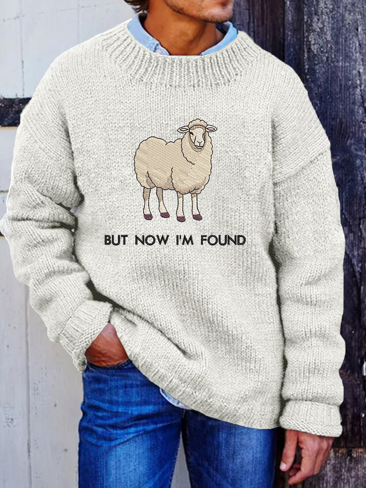 Men's But Now I'm Found Embroidered Christian Cozy Sweater