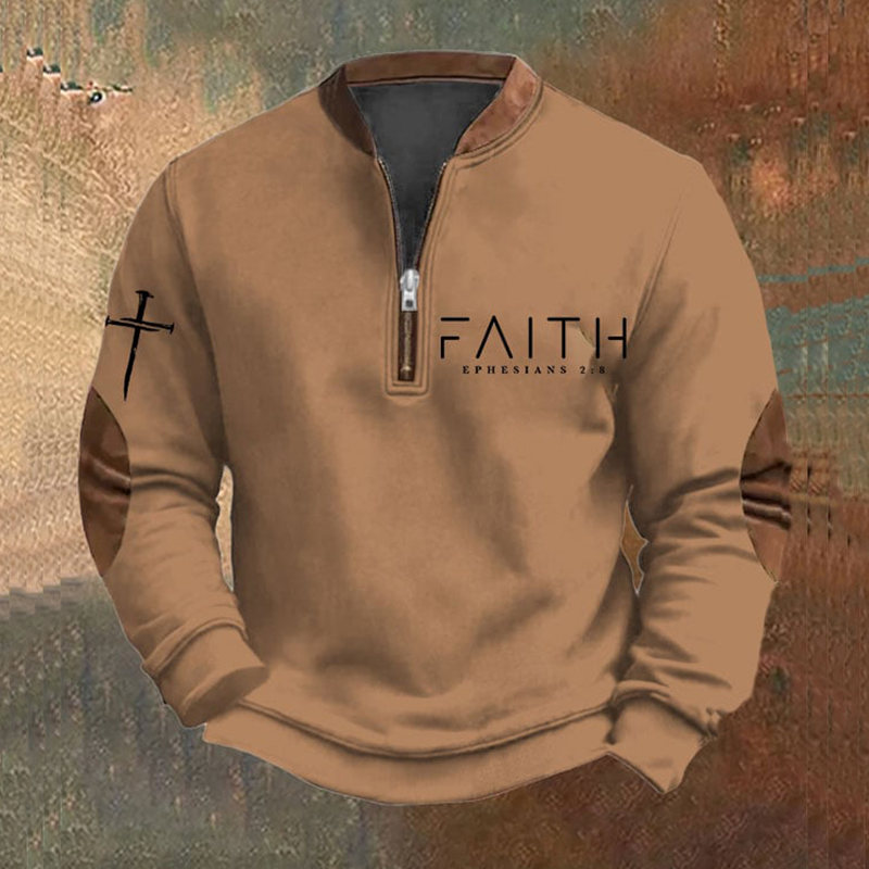 Men's Faith Printed Zip Collar Sweatshirt