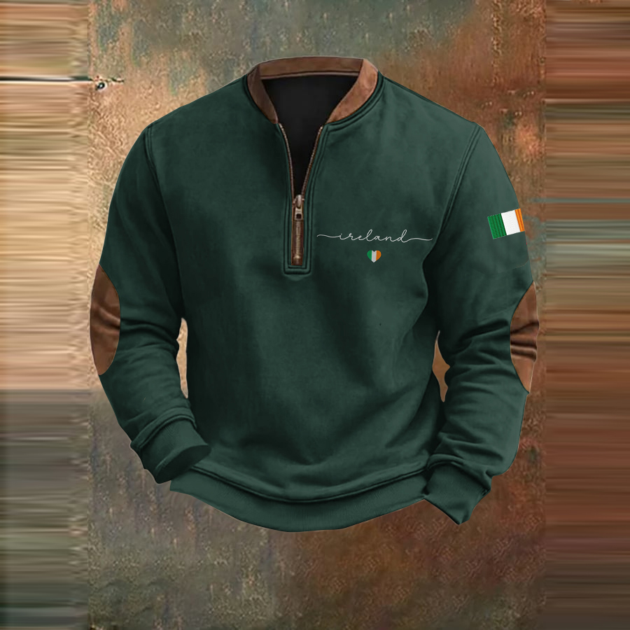 Ireland Art Print Zip Collar Sweatshirt