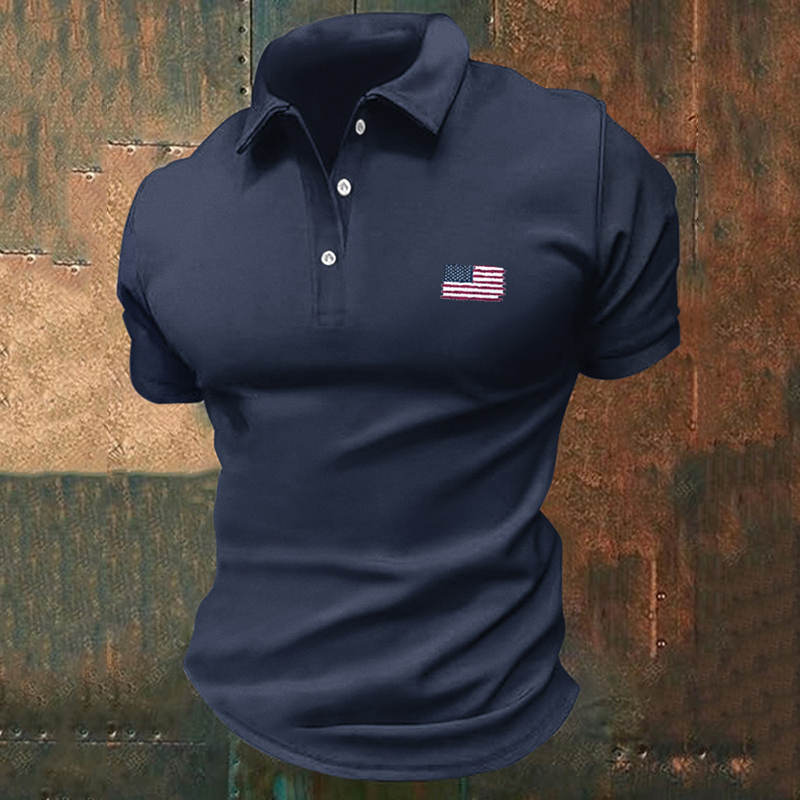 Men's Independence Day Flag Graphics Print Polo Shirt