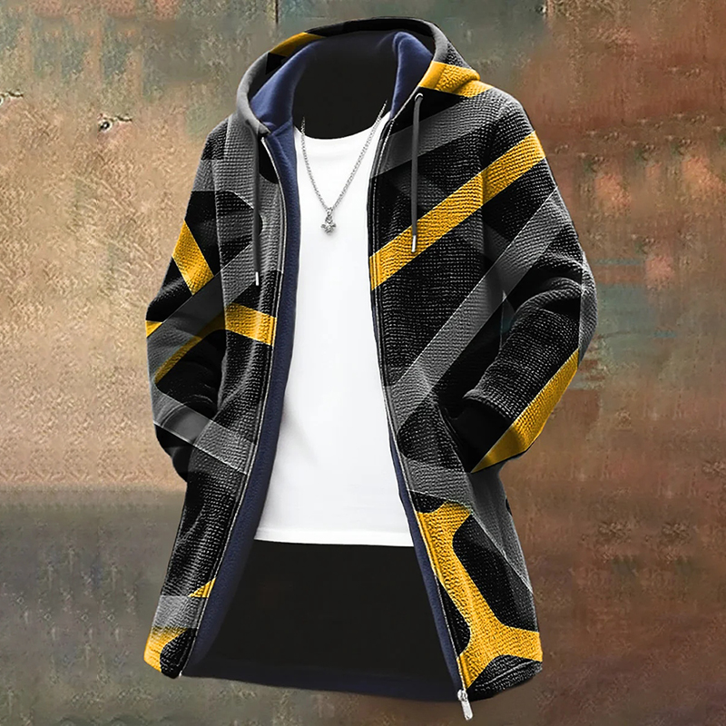 Metallic Abstract Art Print Plush Thick Long-sleeved Cardigan