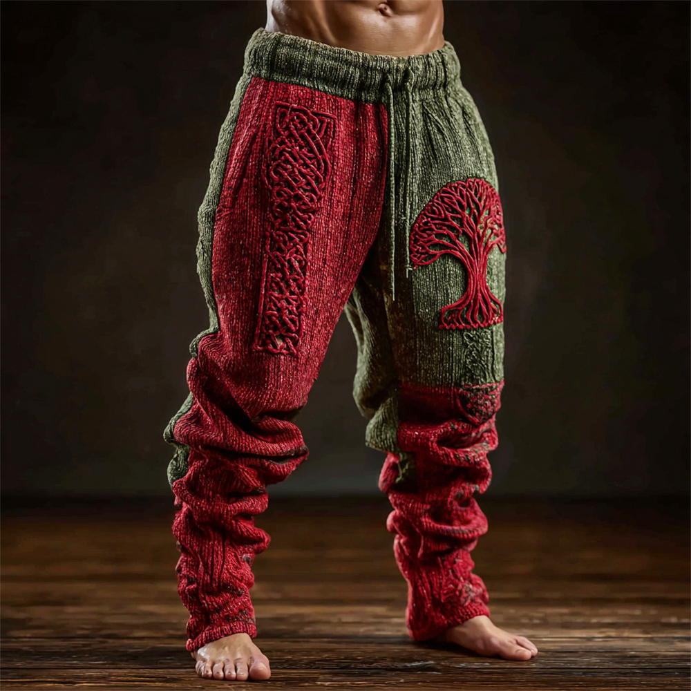 Christmas Celtic Knot & World Tree Men's Knitted Pants