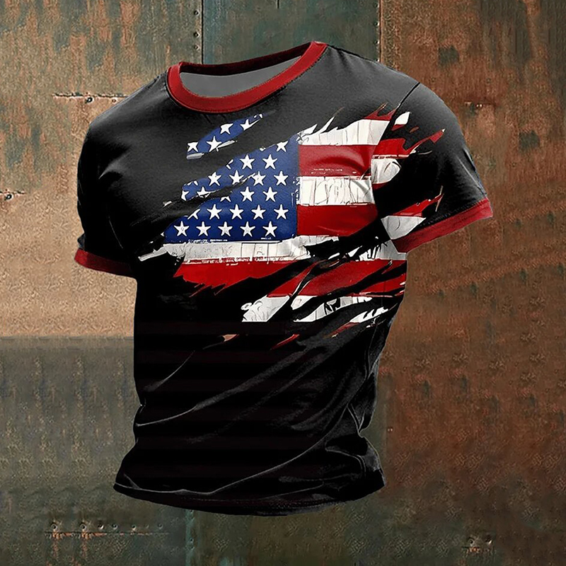 Men's Vintage Independence Day Print T-shirt