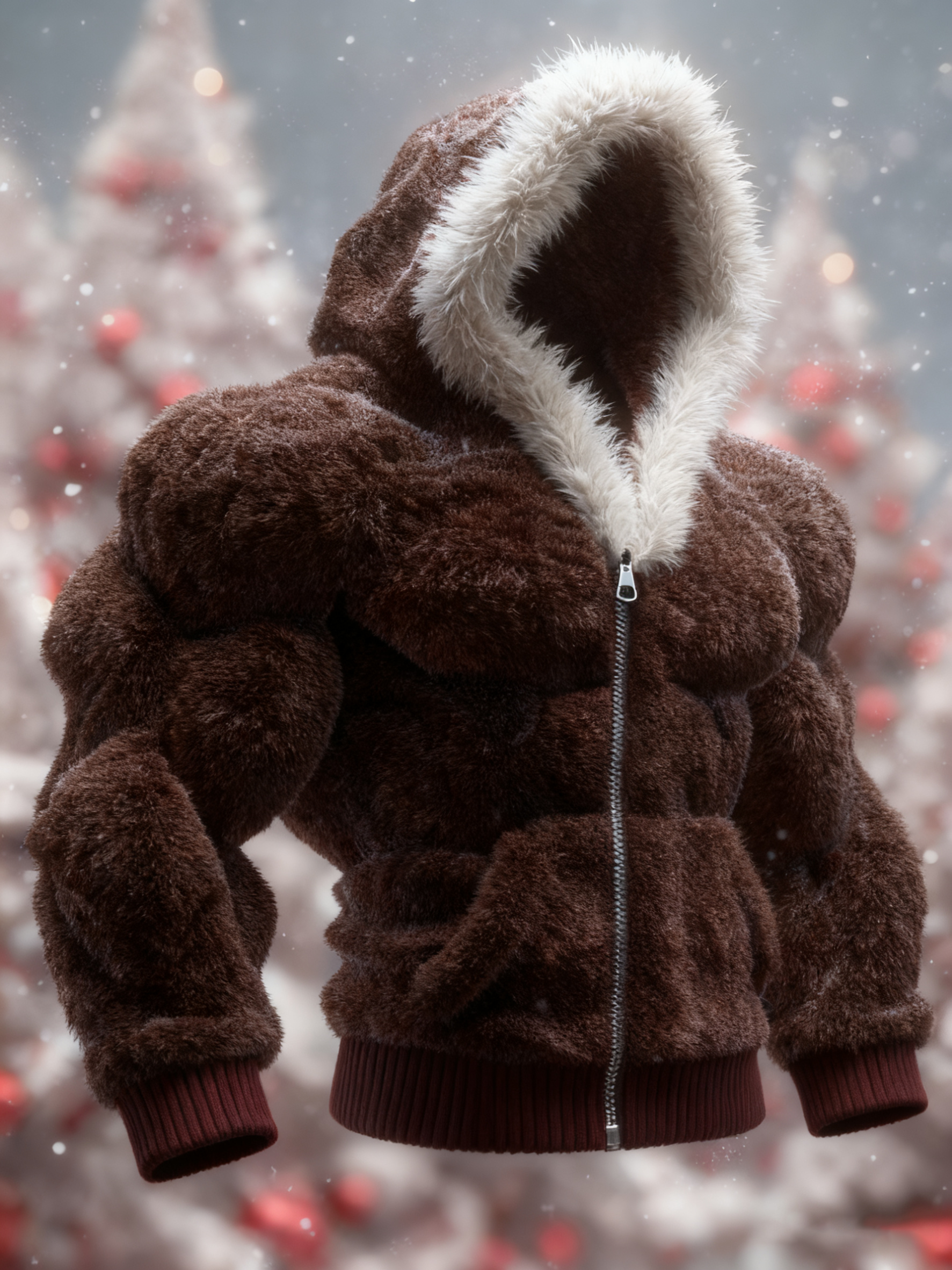 Men's Christmas Knitted Fur Collar Hooded Sweater