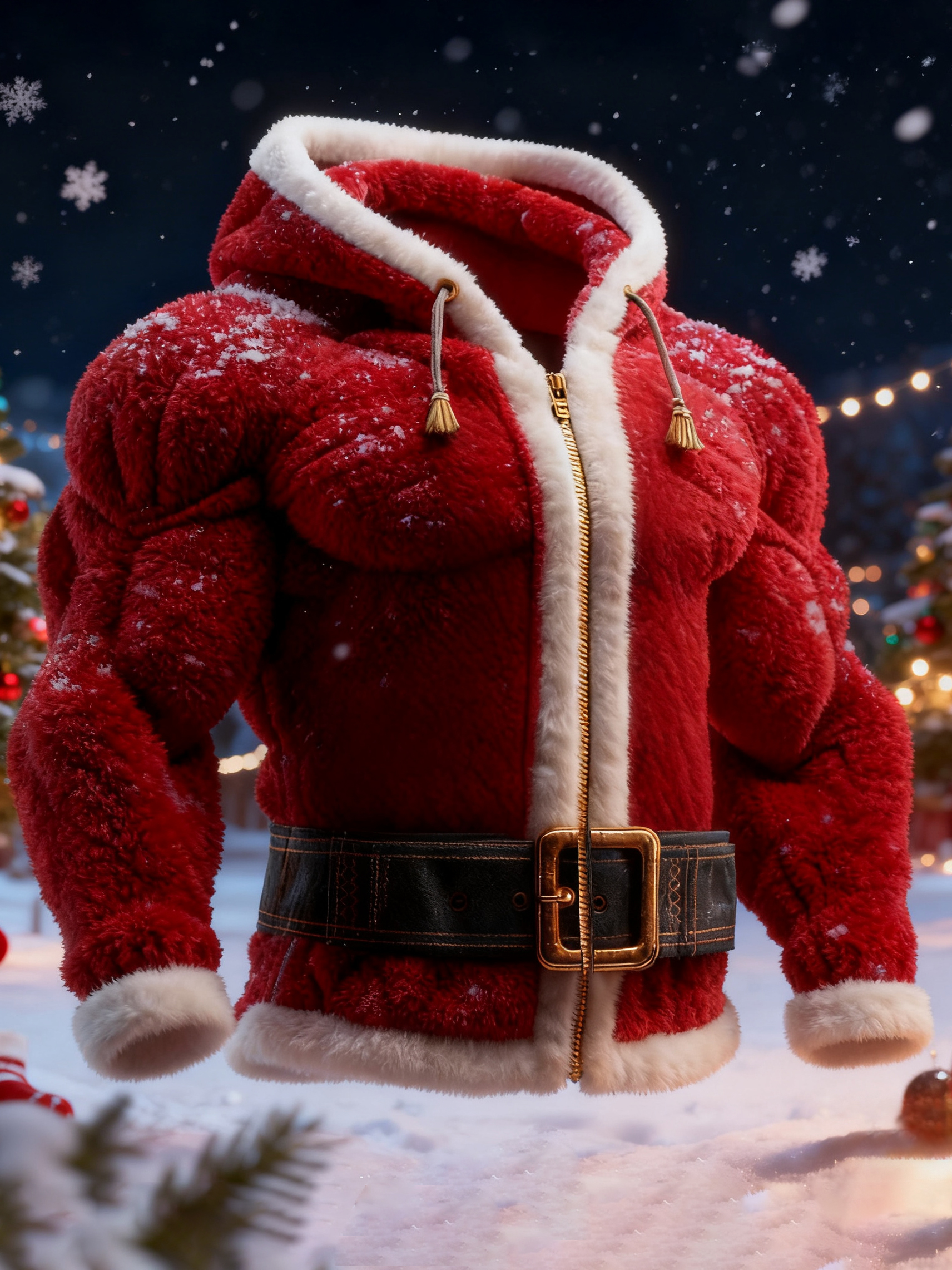 Men's Christmas Santa Claus Outfit Plush Comfortable Zipper Hoodie