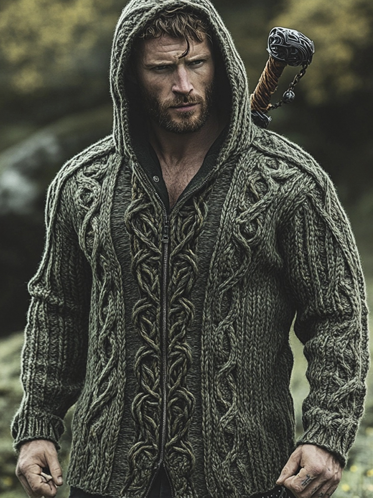 Vintage Celtic Myth Men's Hooded Zipper Sweater