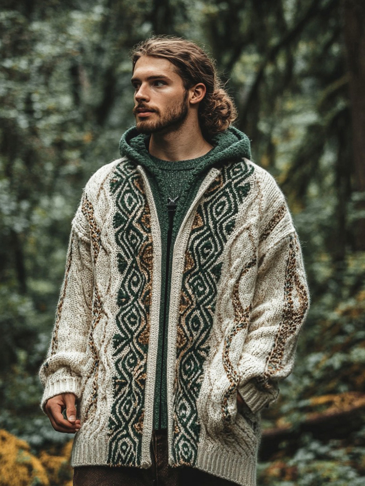 Men's Ireland Celtic Chunky Zipper Hooded Cardigan