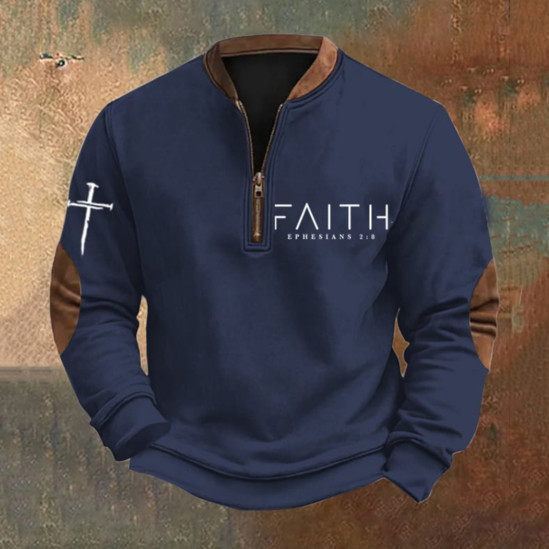 Men's Faith Printed Zip Collar Sweatshirt