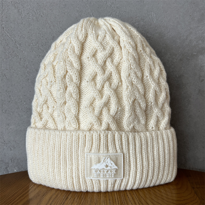 Unisex Thick Needle Wool Mountain Embroidery Knitted Hat