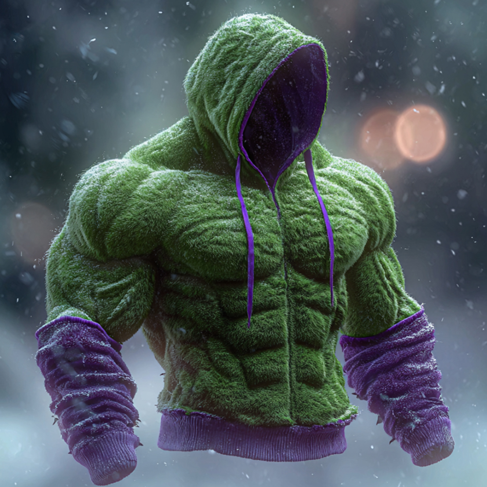 Men's Christmas Muscle Line Plush Double Color Zipper Hoodie