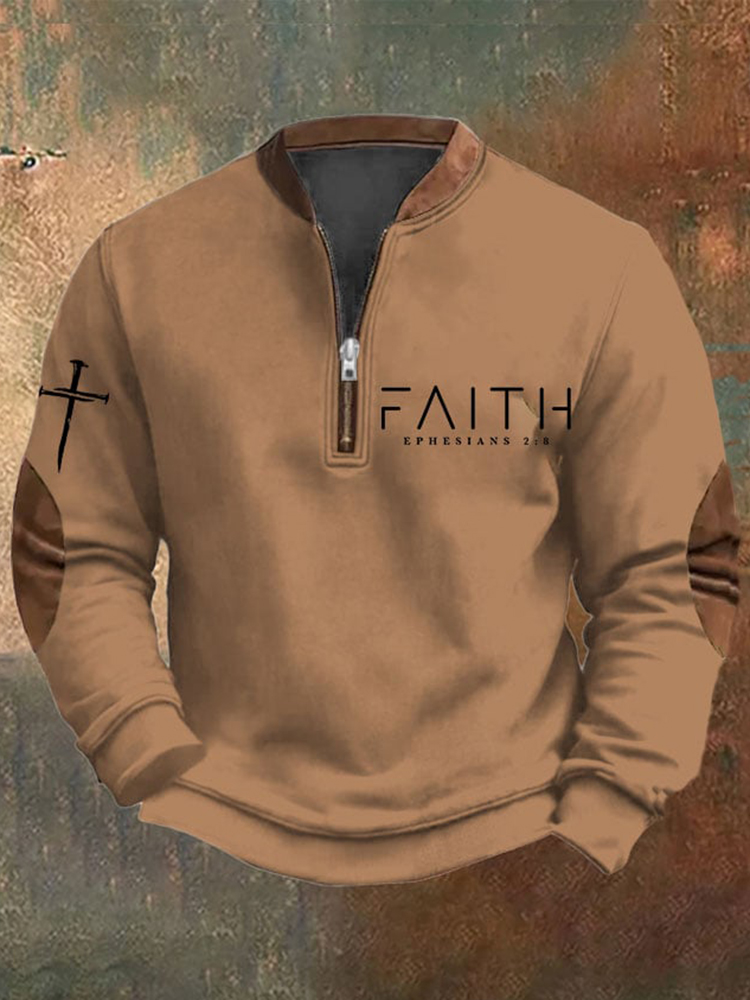 Men's Faith Printed Zip Collar Sweatshirt