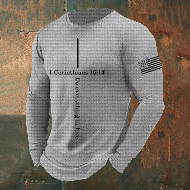 Men's Casual Faith Waffle Texture Graphics T-Shirt