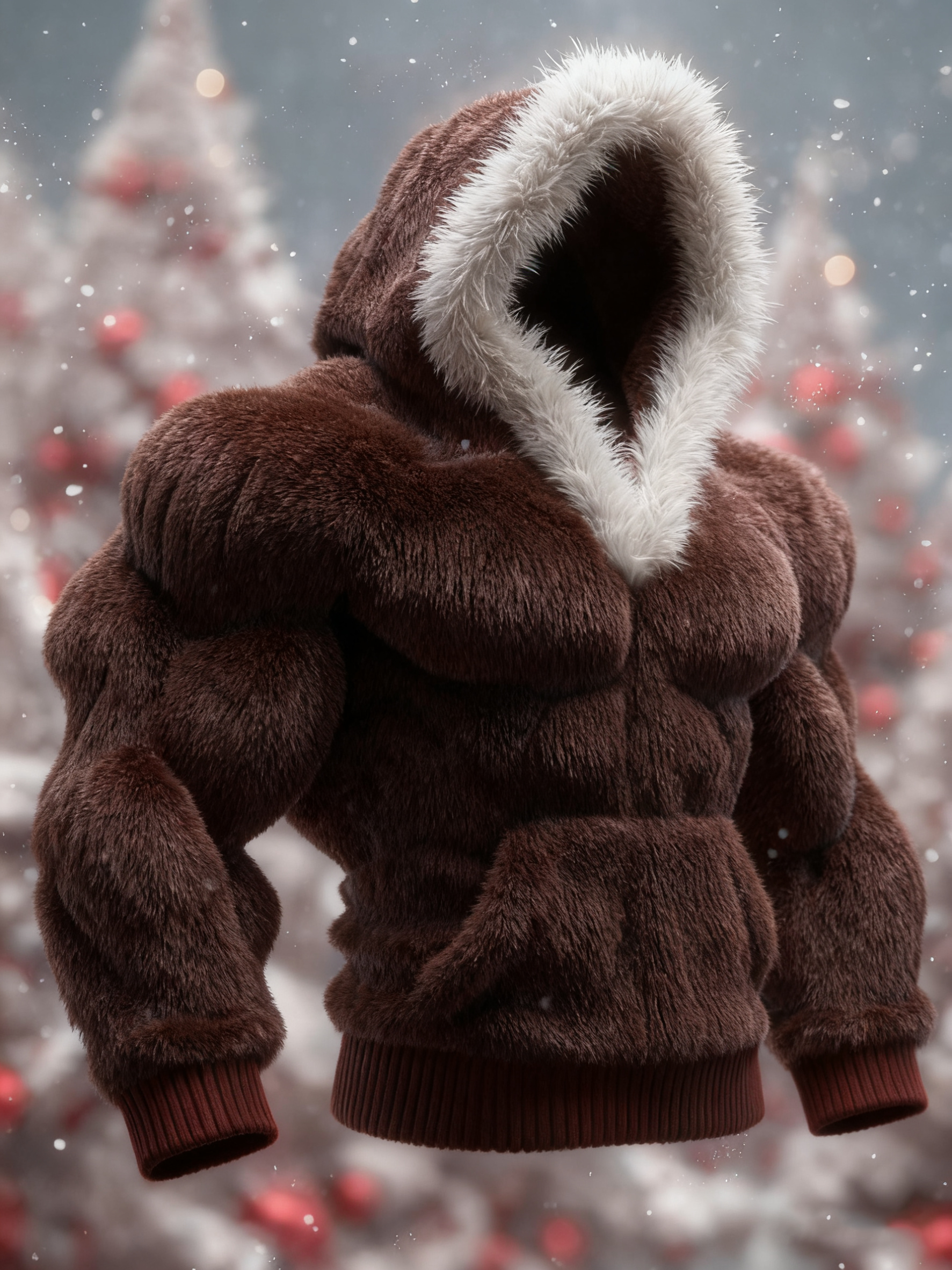 Men's Christmas Knitted Fur Collar Hooded Sweater