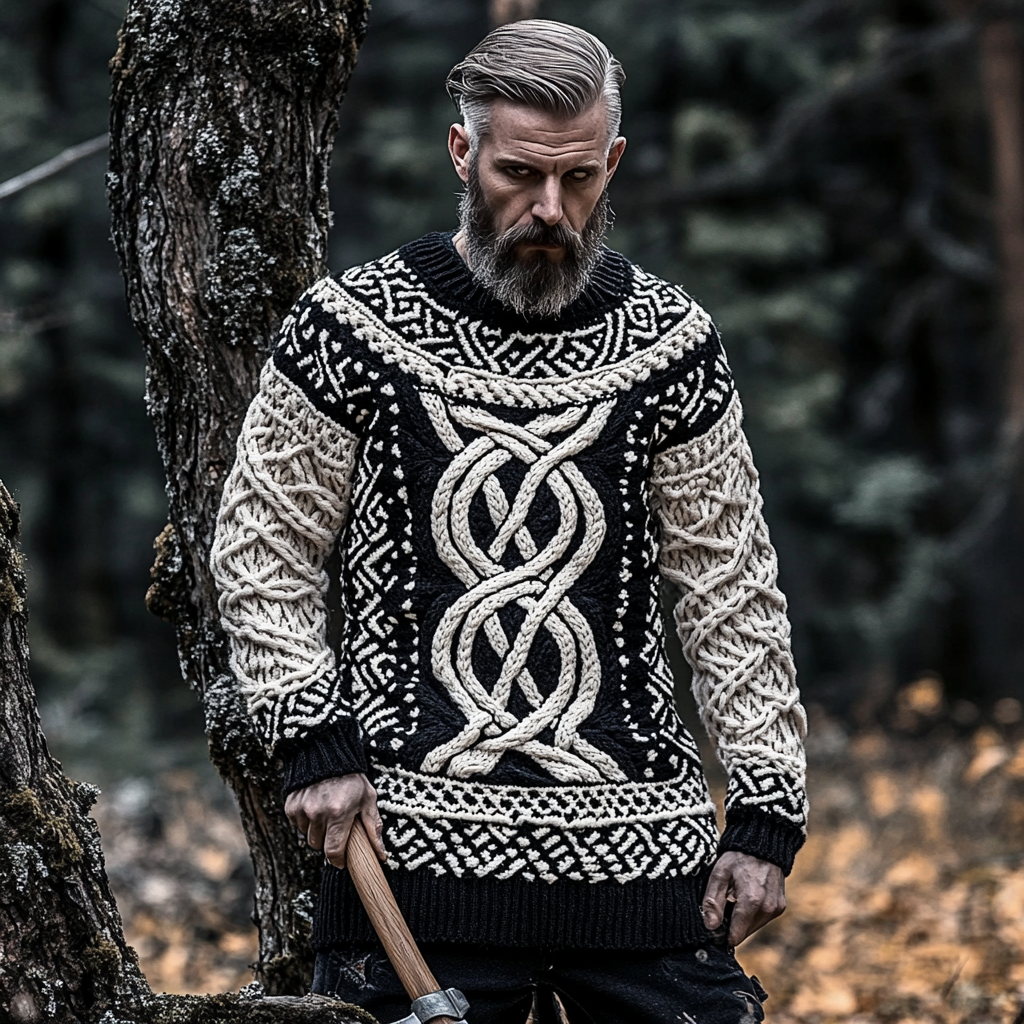 Vintage Viking Chunky Knit Cozy Warm Crew Neck Sweater