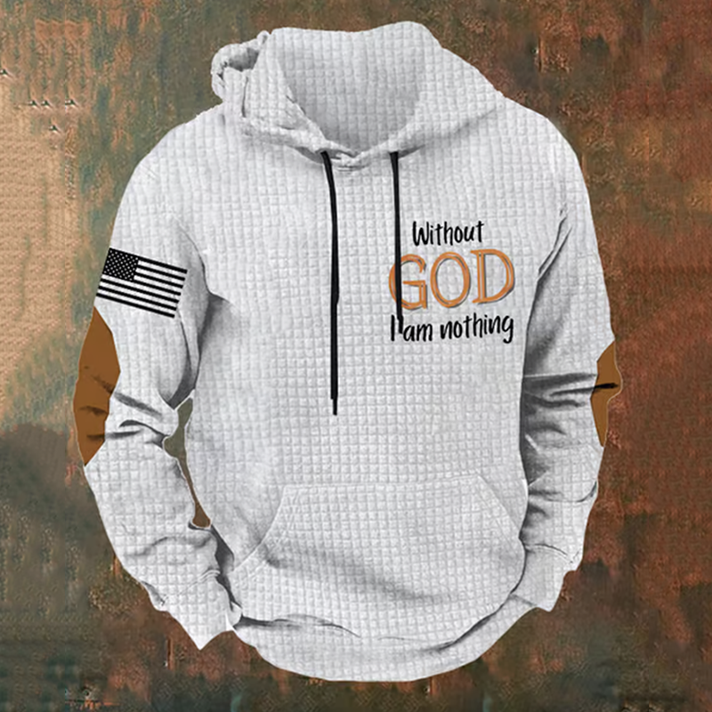 Men's Western Faith Cross National Flag Print Hoodie