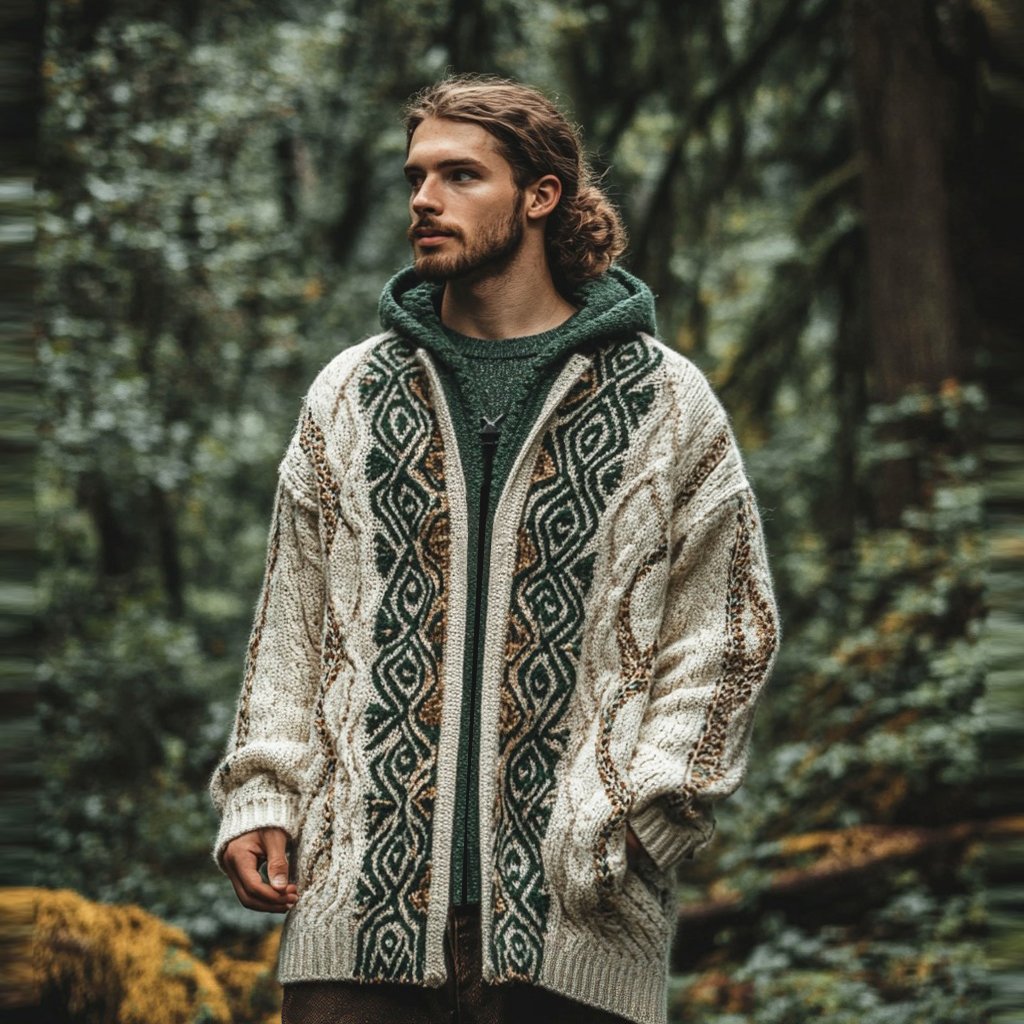 Men's Ireland Celtic Chunky Zipper Hooded Cardigan