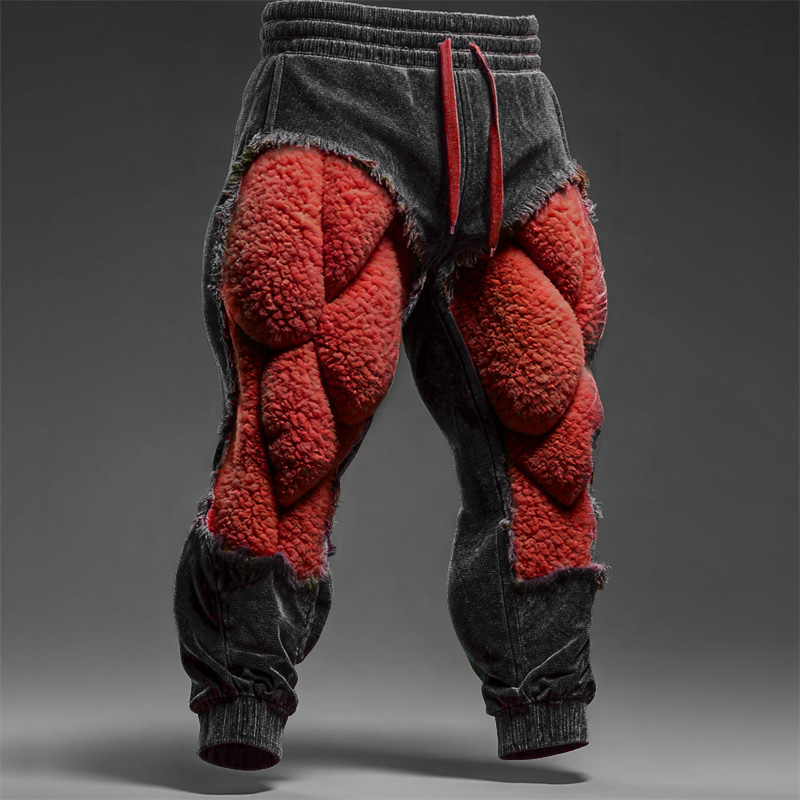Men's Christmas Season Muscle Line Cutout Cozy Sweatpants