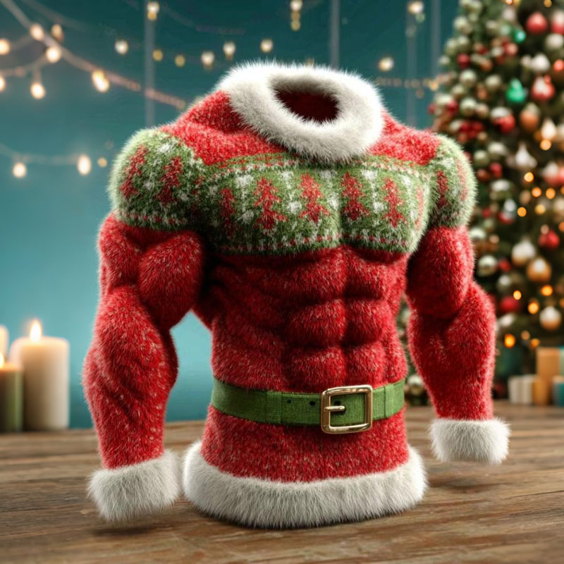 Men's Christmas Tree Pattern Ugly Flannel Hoodie