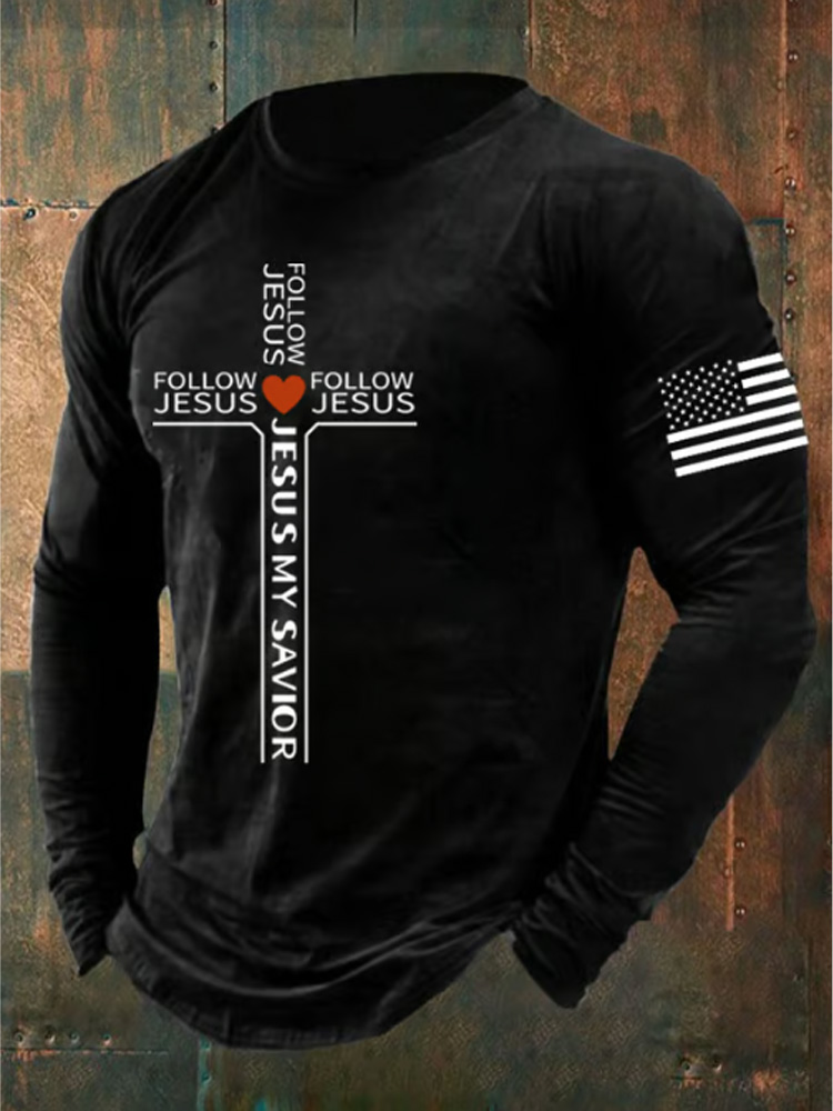 Men's Jesus My Savior-Follow The Lord Printed Casual T-Shirt