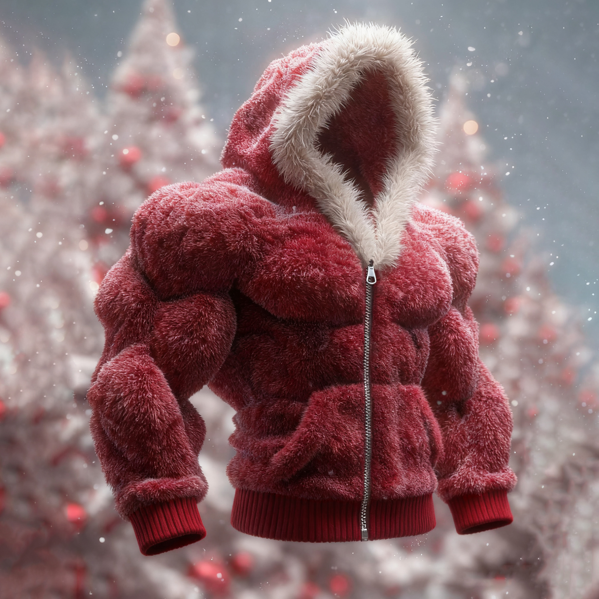 Men's Christmas Knitted Fur Collar Hooded Sweater