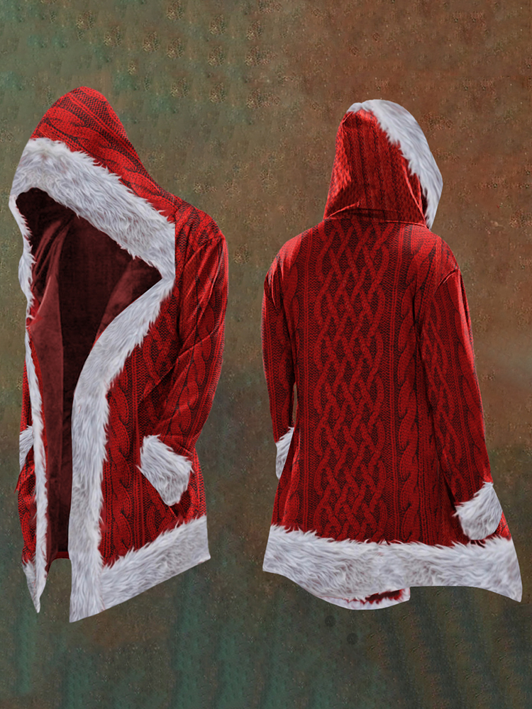 Christmas Santa Knit Jacquard Art Hooded Jacket