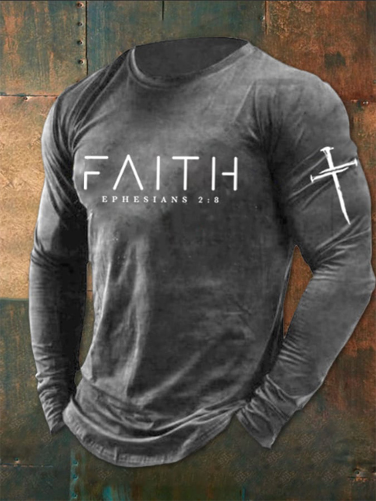 Men's Faith Cross Print T-Shirt