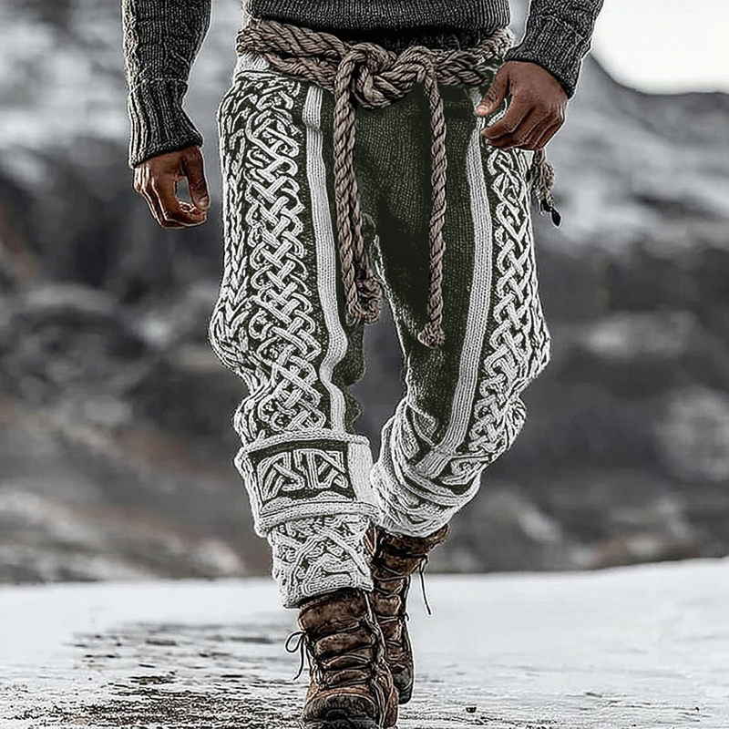 Men's Viking Tribal Celtic Pattern Art Knit Pants