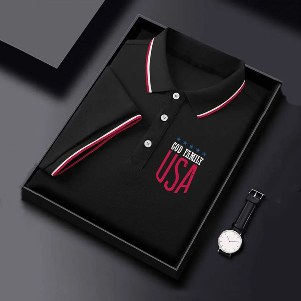 Men's Independence Day Lettering Polo Shirt
