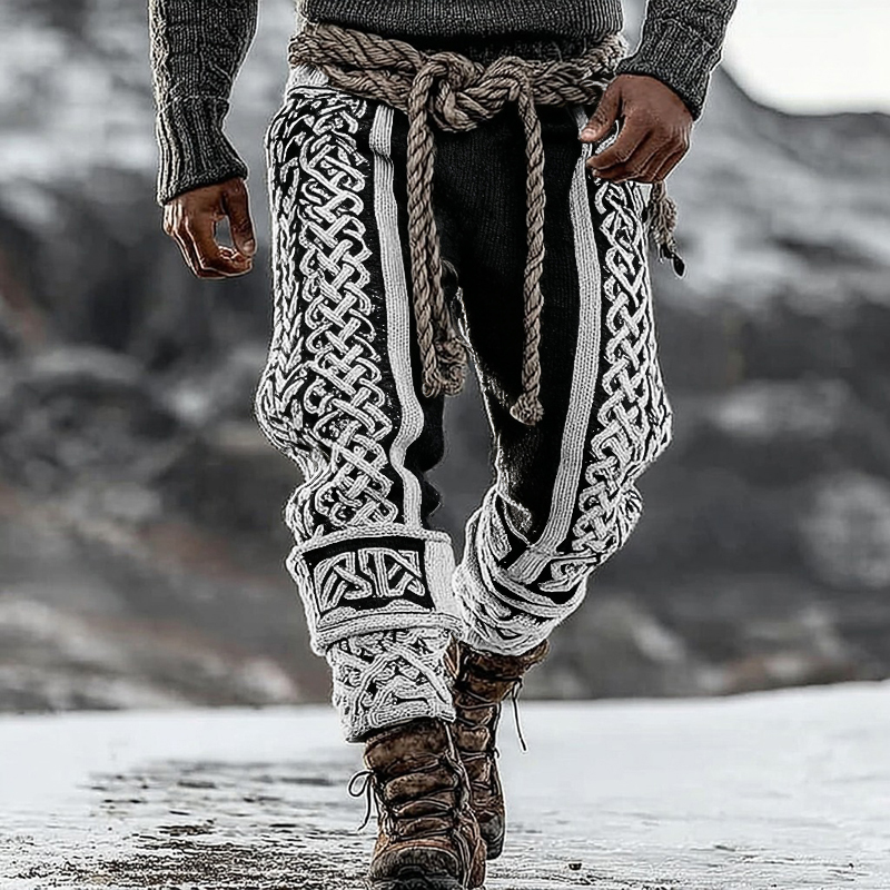 Men's Viking Tribal Celtic Pattern Art Knit Pants