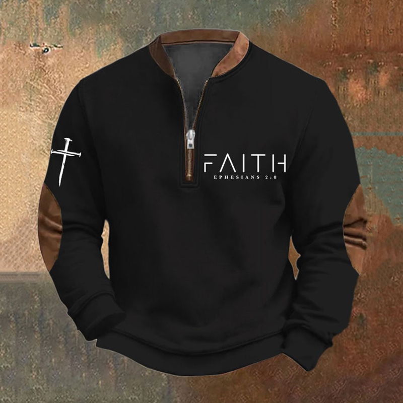 Men's Faith Printed Zip Collar Sweatshirt