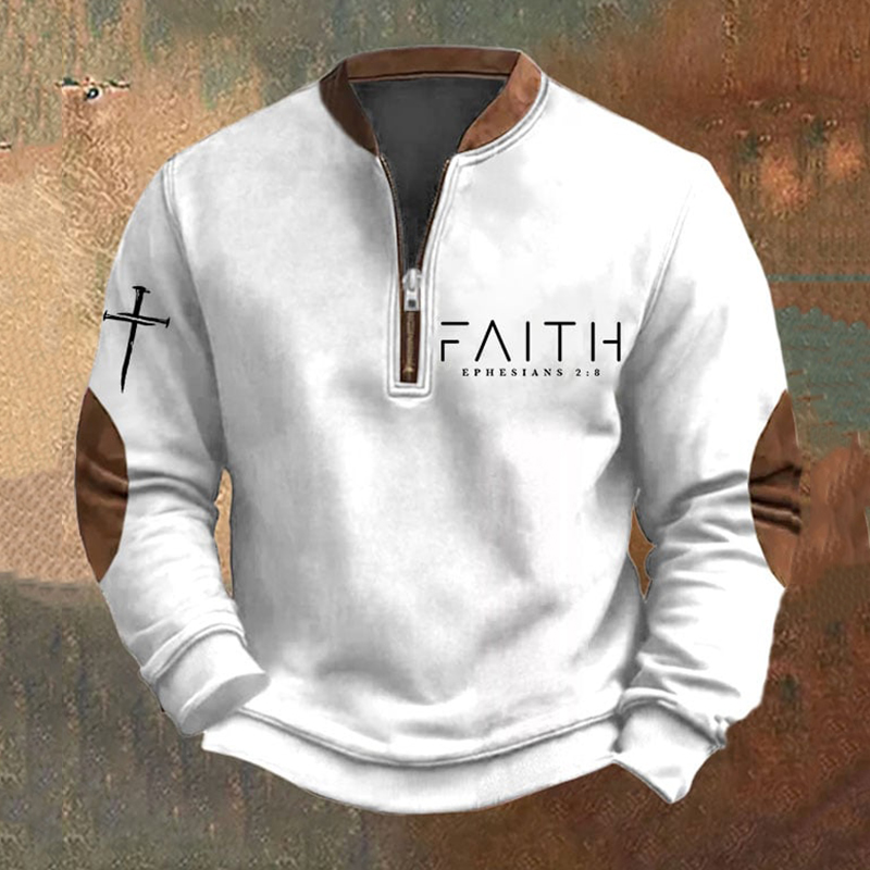 Men's Faith Printed Zip Collar Sweatshirt