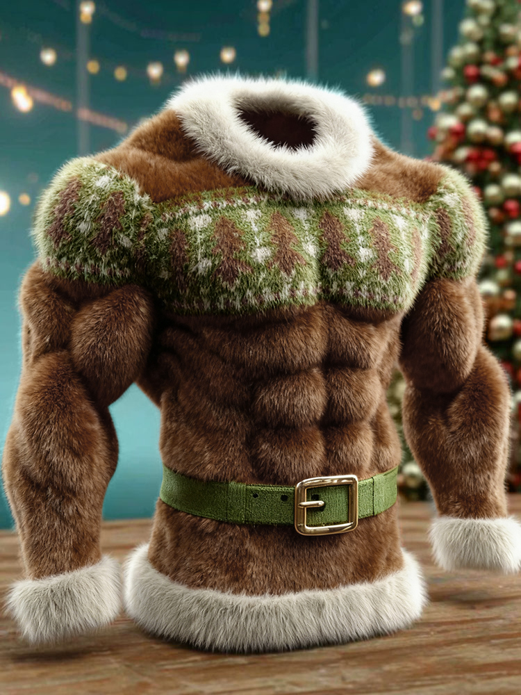 Men's Christmas Tree Pattern Ugly Flannel Hoodie