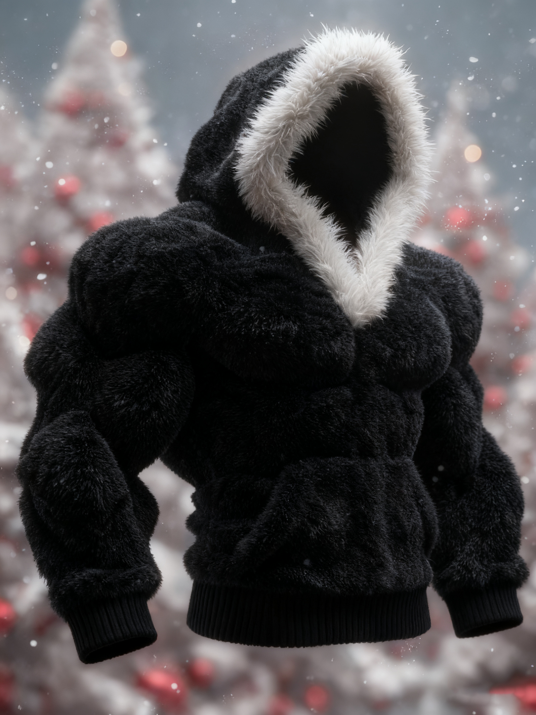 Men's Christmas Knitted Fur Collar Hooded Sweater