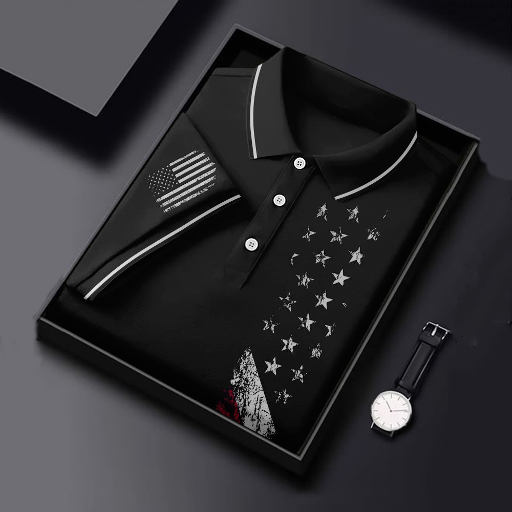 Men's Vintage 1776 Independence Day Flag Colorblock Polo Shirt