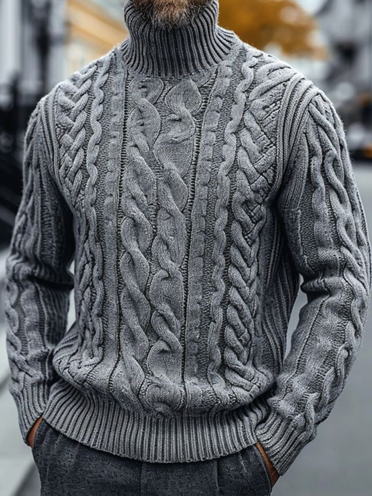 Vintage Thick Needle Cable Iceland Turtleneck Sweater