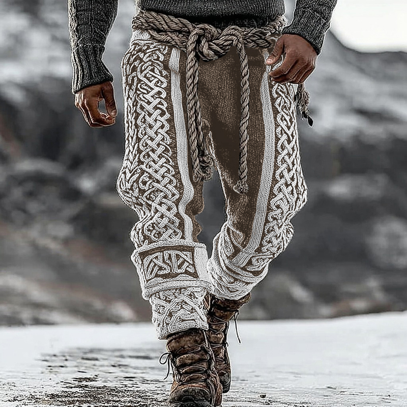 Men's Viking Tribal Celtic Pattern Art Knit Pants