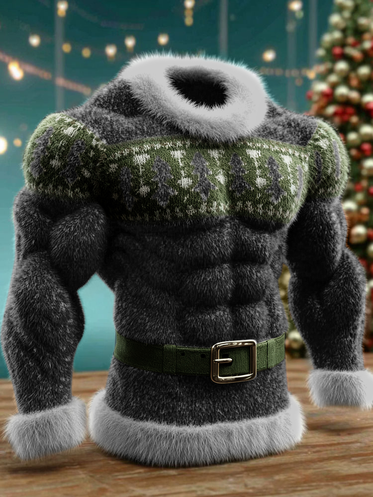 Men's Christmas Tree Pattern Ugly Flannel Hoodie