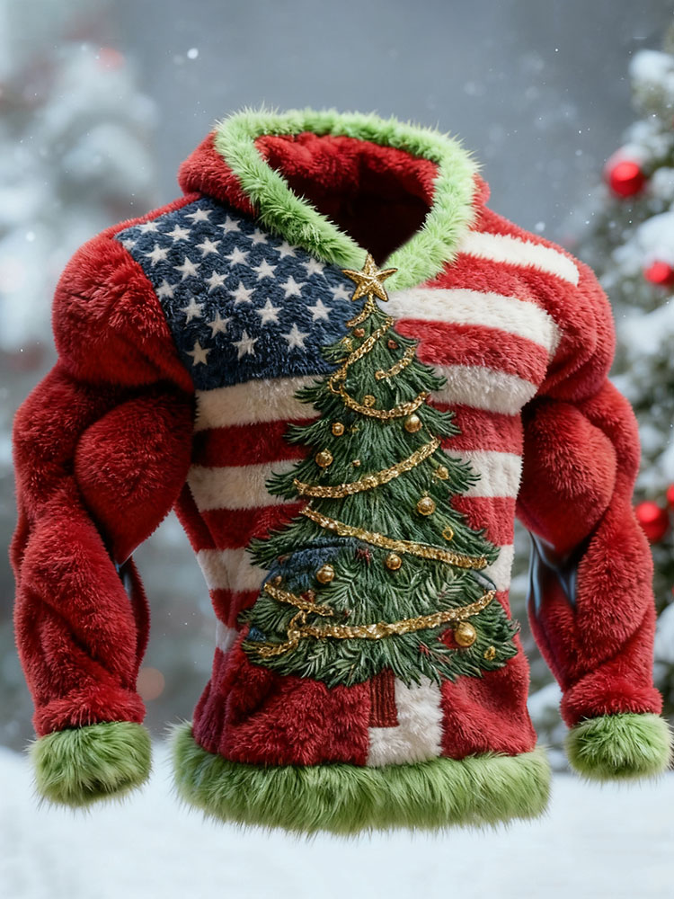 Men's National Flag Christmas Tree Pattern Ugly Sweater