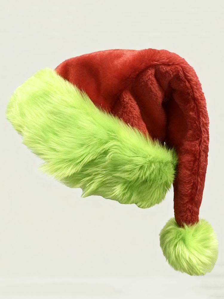 Unisex Cosplay Plush Color-blocked Christmas Hat