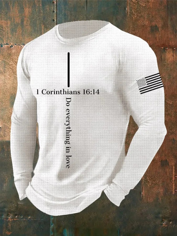 Men's Casual Faith Waffle Texture Graphics T-Shirt
