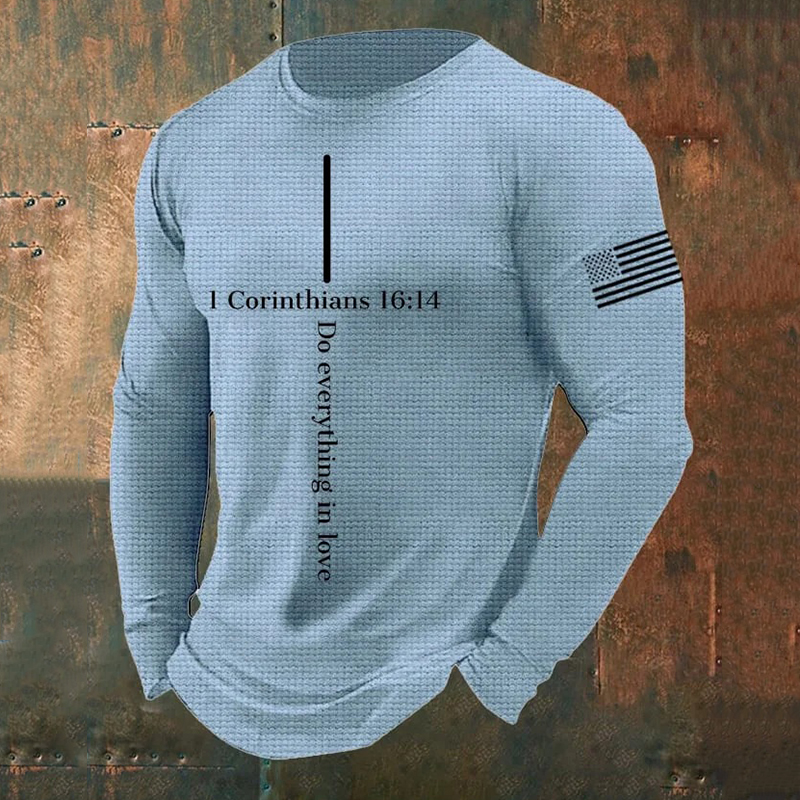 Men's Casual Faith Waffle Texture Graphics T-Shirt