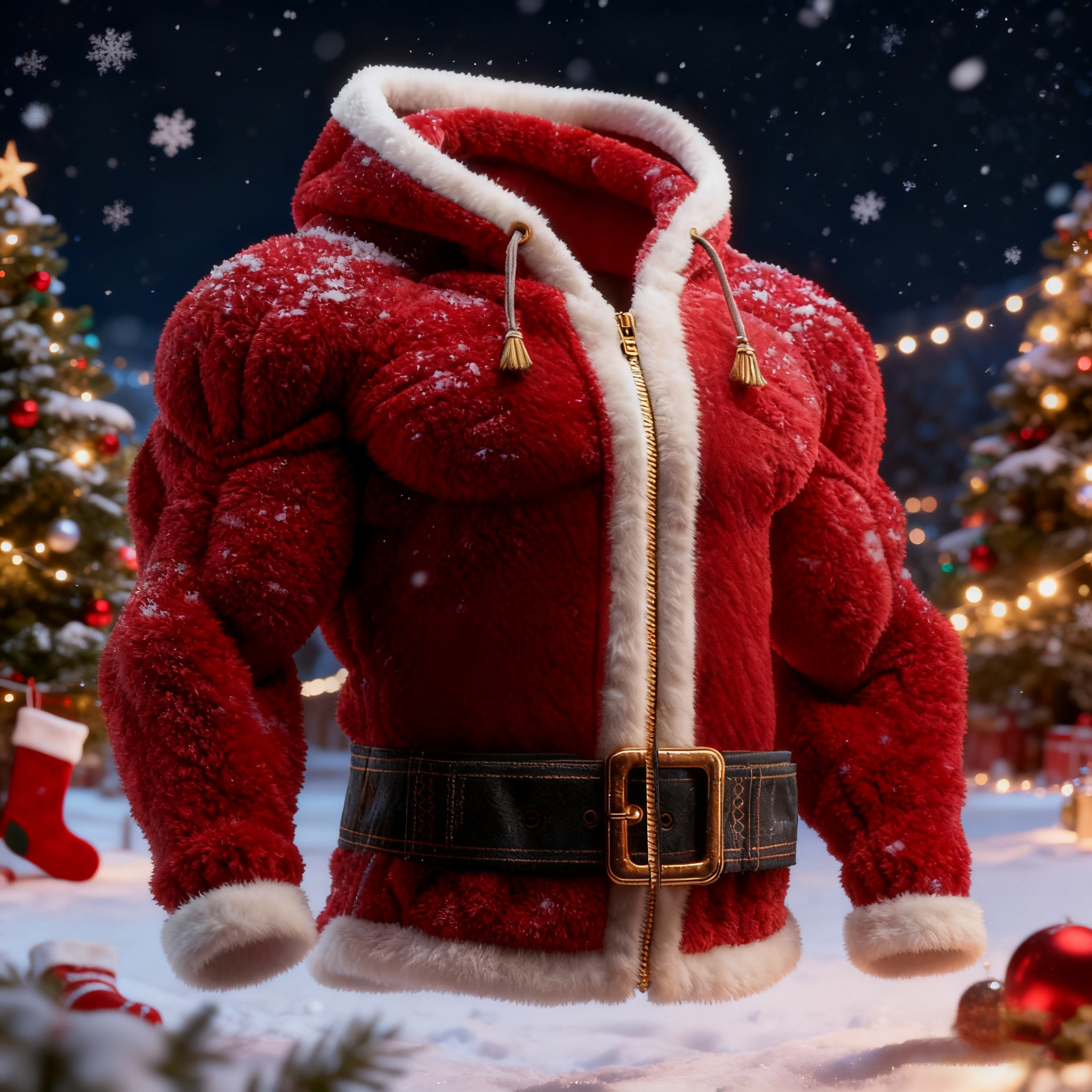 Men's Christmas Santa Claus Outfit Plush Comfortable Zipper Hoodie