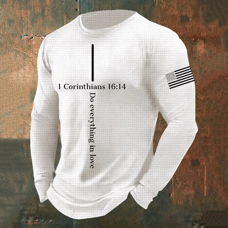 Men's Casual Faith Waffle Texture Graphics T-Shirt