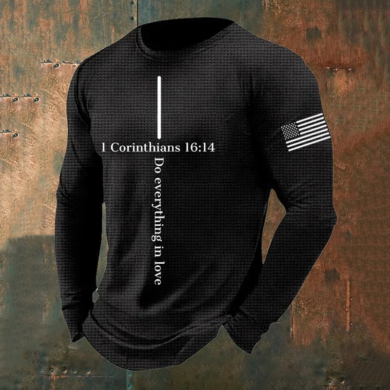 Men's Casual Faith Waffle Texture Graphics T-Shirt